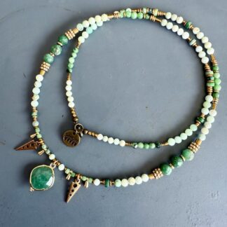 Collier SAKOWI 60 cm en opale vert