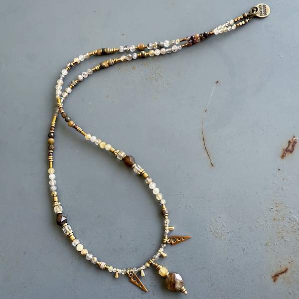 Collier SAKOWI 60 cm en quartz rutile doré-2