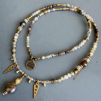 Collier SAKOWI 60 cm en quartz rutile doré