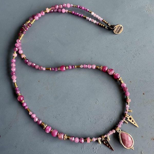 Collier SAKOWI 60 cm en tourmaline rose-2