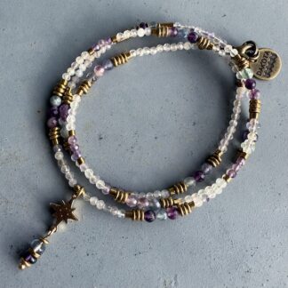 Collier : bracelet triple tours YAMNI 53 cm en fluorite