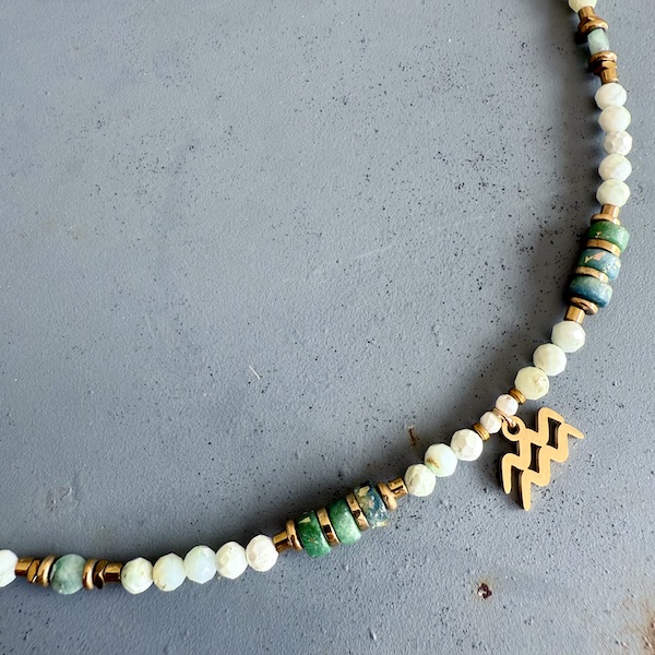 Ras du cou TOPA 40 cm en opale verte-1