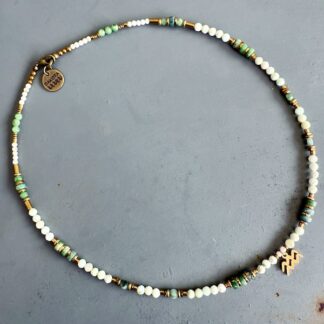 Ras du cou TOPA 40 cm en opale verte