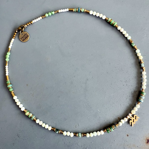 Ras du cou TOPA 40 cm en opale verte