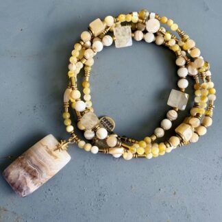 Sautoir NAPYUKA 95 cm en coquillage jaune-4