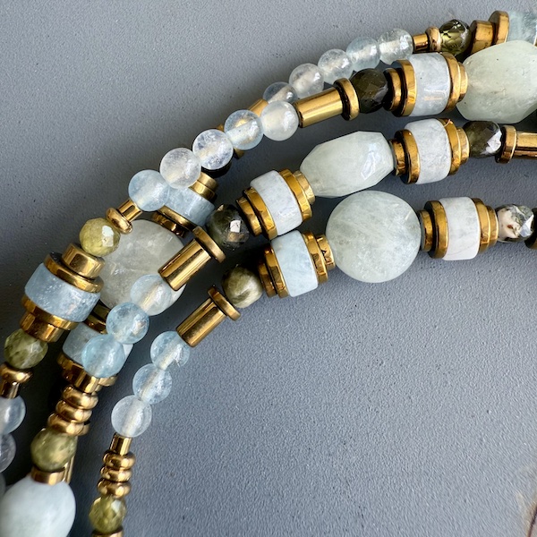 Sautoir TANKA 110 cm en aigue marine-2