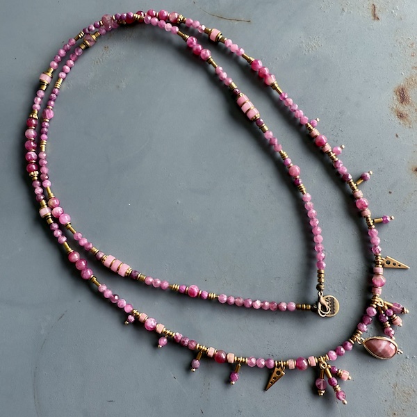 Sautoir TANKA 110 cm en tourmaline rose-3