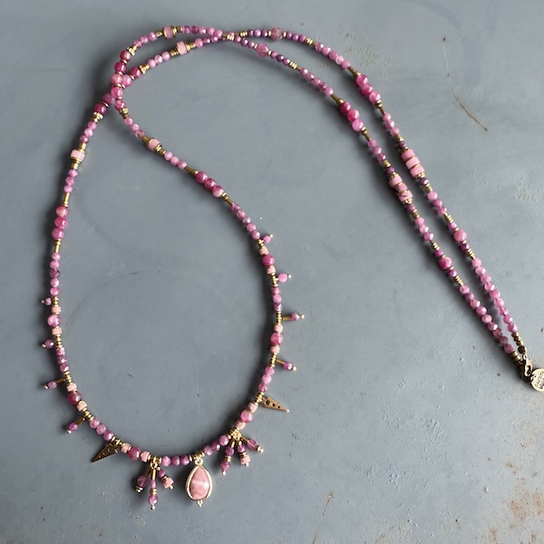 Sautoir TANKA 110 cm en tourmaline rose-4