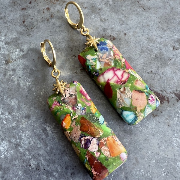 Boucles d'oreilles OWI 1068 en jaspe impérial