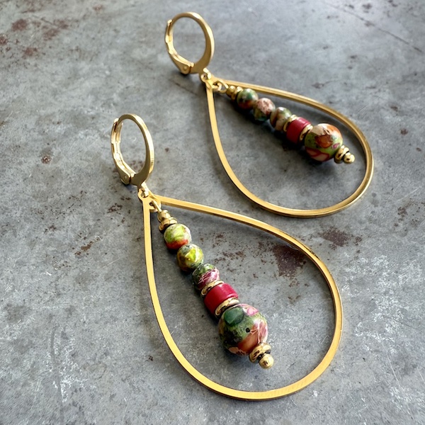 Boucles d'oreilles OWI 1070 en jaspe impérial