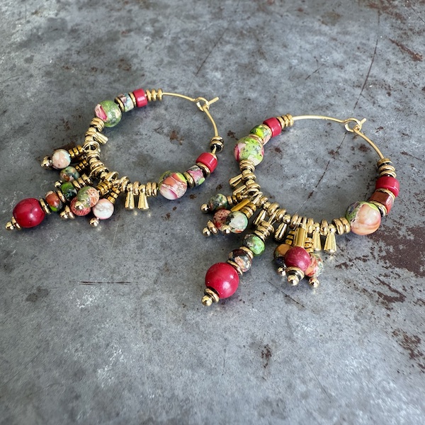 Boucles d'oreilles OWI 1072 créoles en jaspe impérial-1