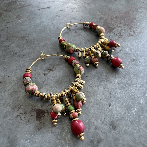 Boucles d'oreilles OWI 1072 créoles en jaspe impérial