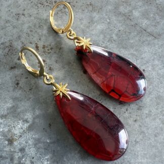 Boucles d'oreilles OWI 1073 en agate veinée rouge