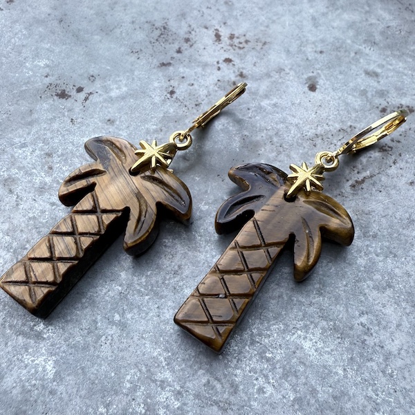 Boucles d'oreilles OWI 1080 en oeil de tigre