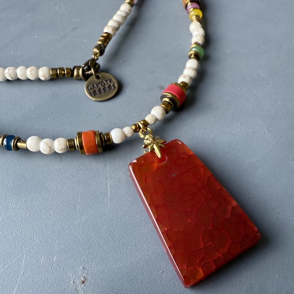 Collier COKATA 75 cm en howlite blanche-6