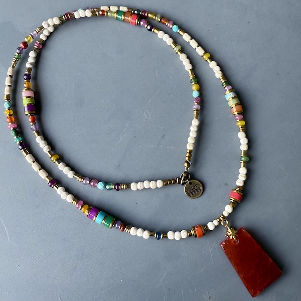 Collier COKATA 75 cm en howlite blanche-9