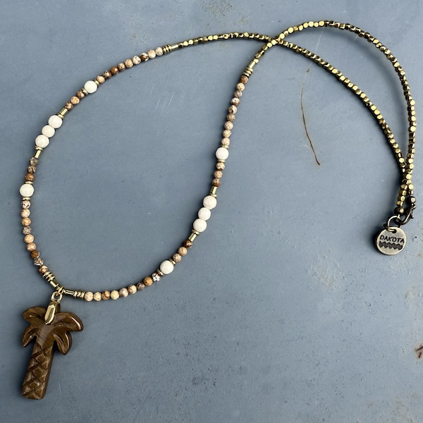 Collier PALM 50 cm en jaspe paysage et howlite blanche-1