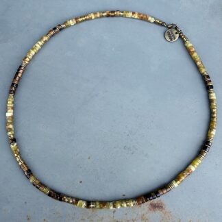 Collier SURF 45 cm en opale jaune et oeil de tigre