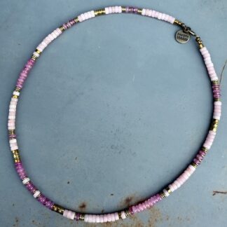 Collier SURF 45 cm en opale rose et tourmaline rose