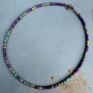 Collier SURF 45 cm en sugilite et turquoise africaine