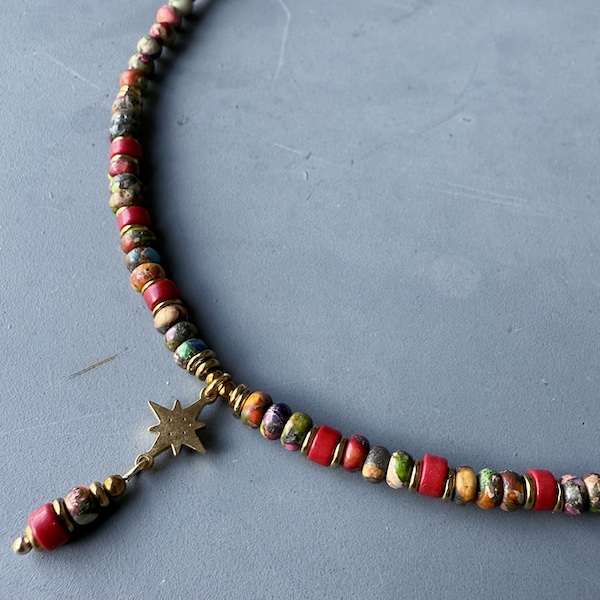 Collier : bracelet triple tours YAMNI 53 cm en jaspe impérial-2