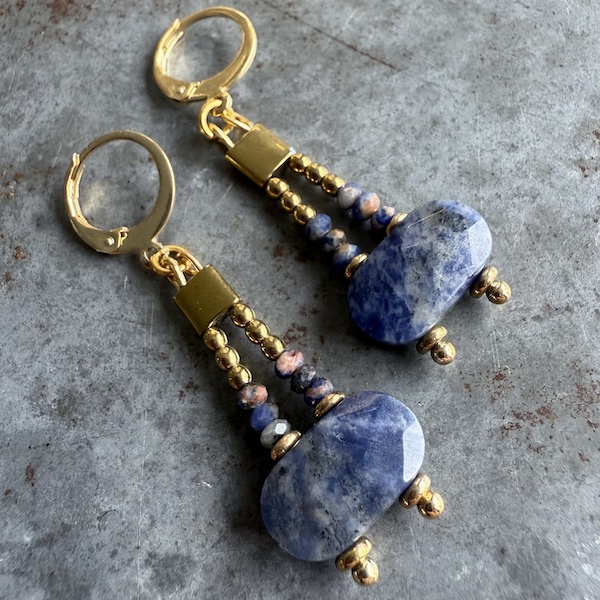 Boucles d'oreilles OWI 1085 en sodalite