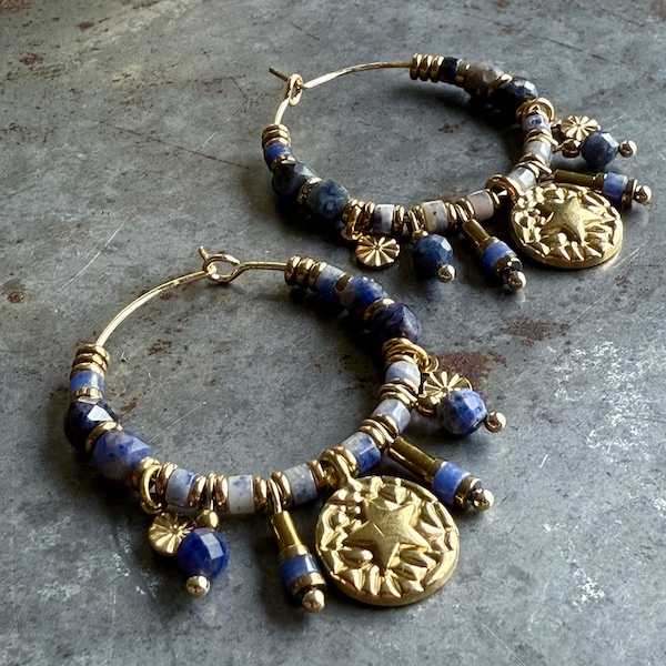 Boucles d'oreilles OWI 1087 créoles en sodalite-1