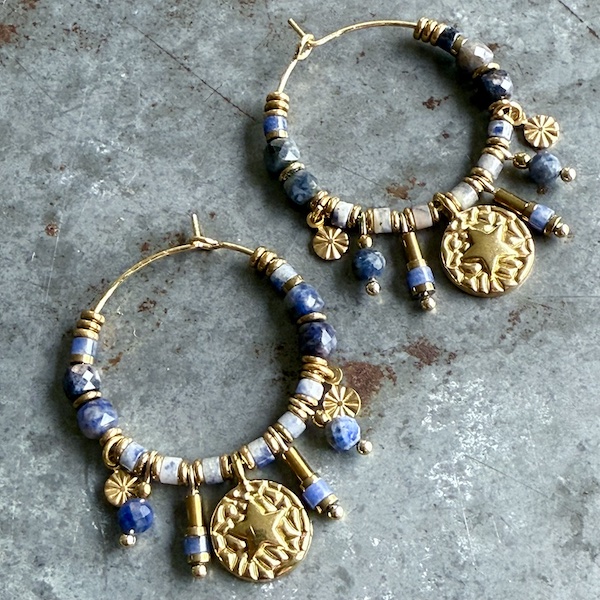 Boucles d'oreilles OWI 1087 créoles en sodalite