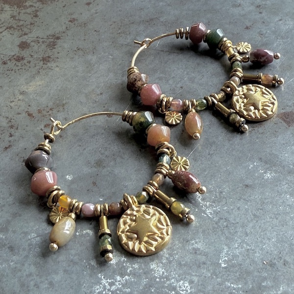 Boucles d'oreilles OWI 1092 créoles en agate indienne