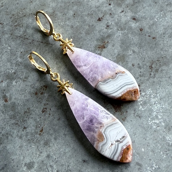 Boucles d'oreilles OWI 1098 en agate dentelle améthyste