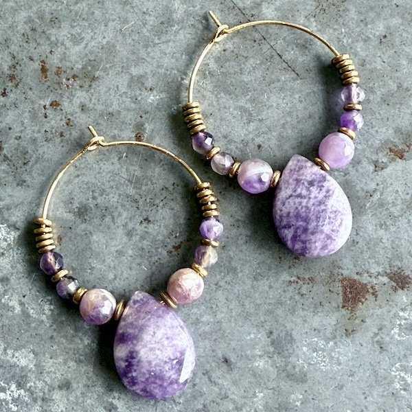Boucles d'oreilles OWI 1101 créoles en mica lépidolite-1