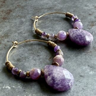 Boucles d'oreilles OWI 1101 créoles en mica lépidolite