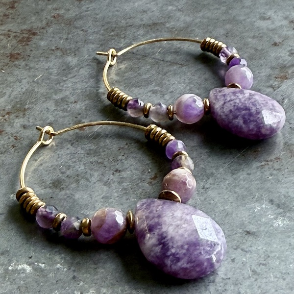 Boucles d'oreilles OWI 1101 créoles en mica lépidolite