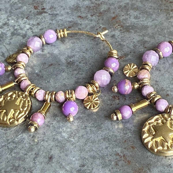 Boucles d'oreilles OWI 1103 créoles en mica lépidolite-2