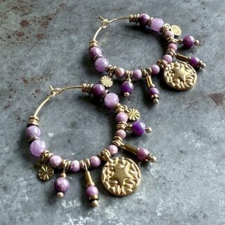 Boucles d'oreilles OWI 1103 créoles en mica lépidolite