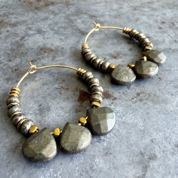 Boucles d'oreilles OWI 1114 créoles en pyrite-1