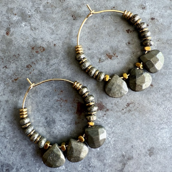 Boucles d'oreilles OWI 1114 créoles en pyrite