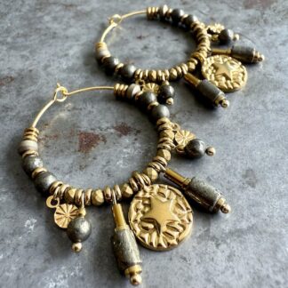 Boucles d'oreilles OWI 1115 créoles en pyrite-1