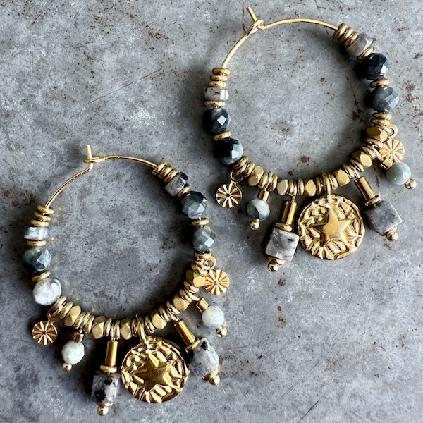 Boucles d'oreilles OWI 1123 créoles en oeil de faucon-1