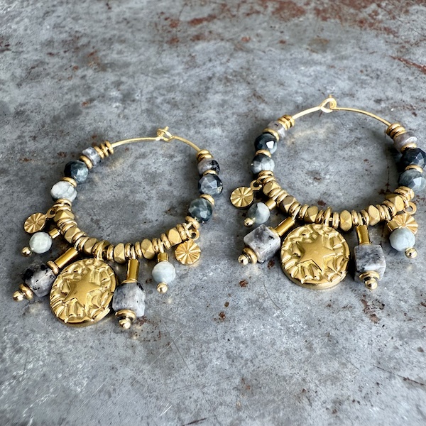 Boucles d'oreilles OWI 1123 créoles en oeil de faucon-2