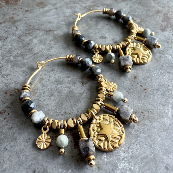 Boucles d'oreilles OWI 1123 créoles en oeil de faucon