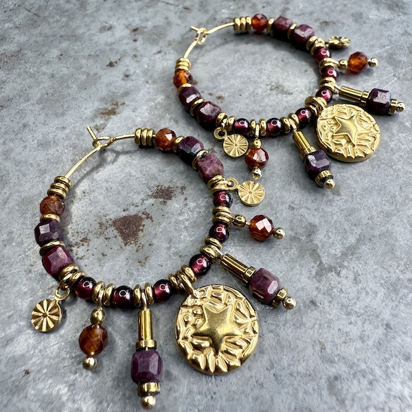 Boucles d'oreilles OWI 1129 créoles en grenat-1