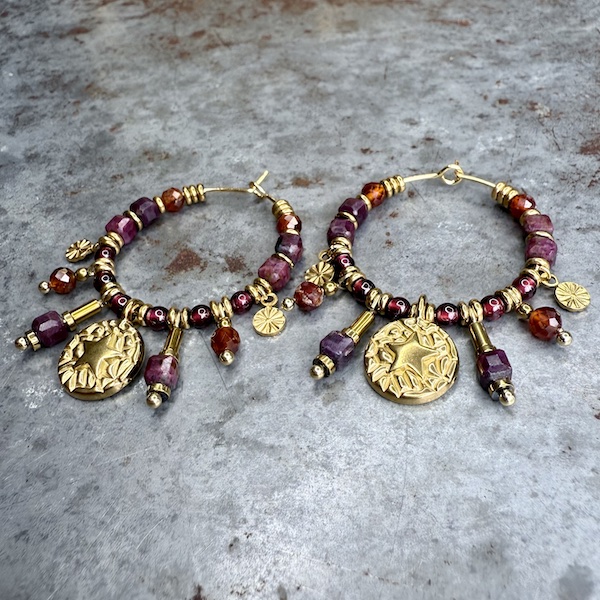 Boucles d'oreilles OWI 1129 créoles en grenat-2