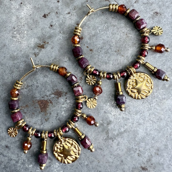 Boucles d'oreilles OWI 1129 créoles en grenat