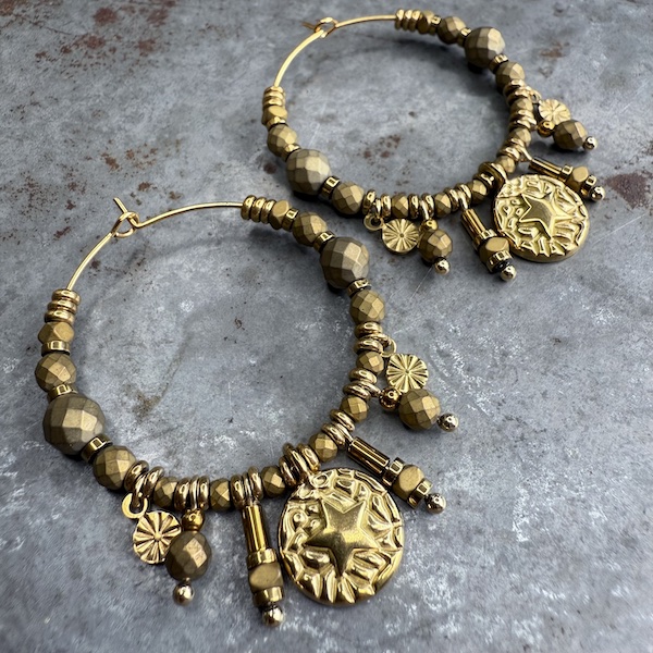 Boucles d'oreilles OWI 1133 créoles en hématite bronze-1