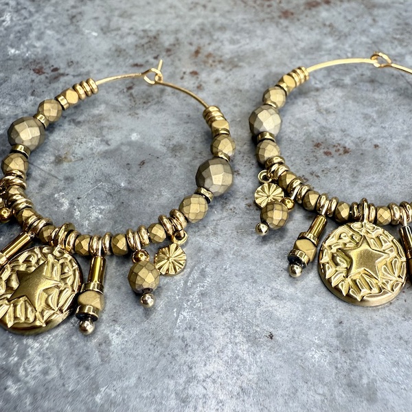 Boucles d'oreilles OWI 1133 créoles en hématite bronze-2