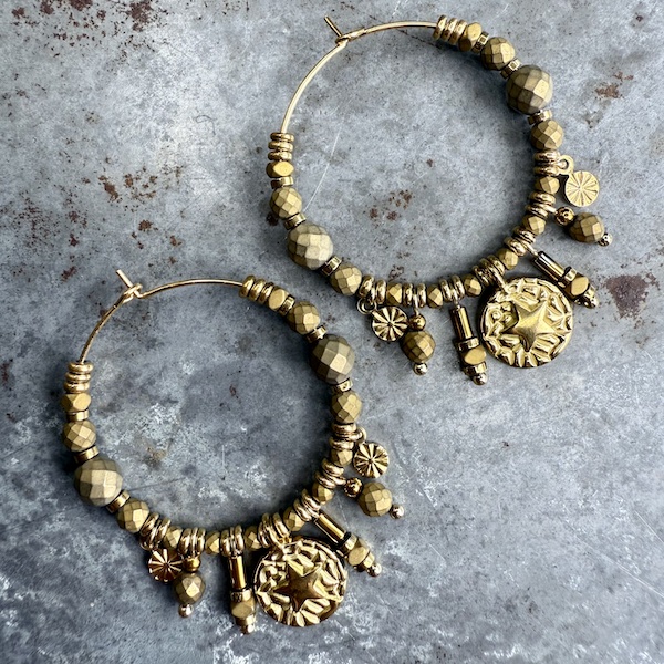 Boucles d'oreilles OWI 1133 créoles en hématite bronze