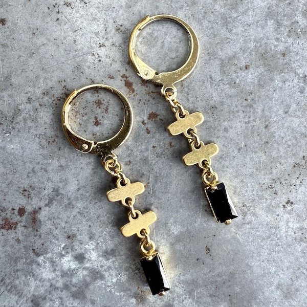 Boucles d'oreilles OWI 1138 en cristal noir