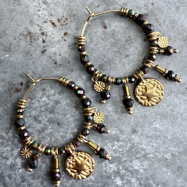 Boucles d'oreilles OWI 1141 créoles en hématite noire