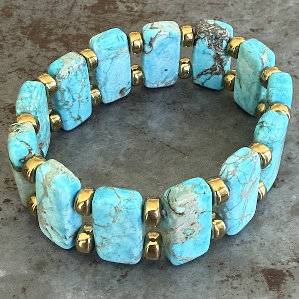 Bracelet double ISPAHU en jaspe impérial turquoise